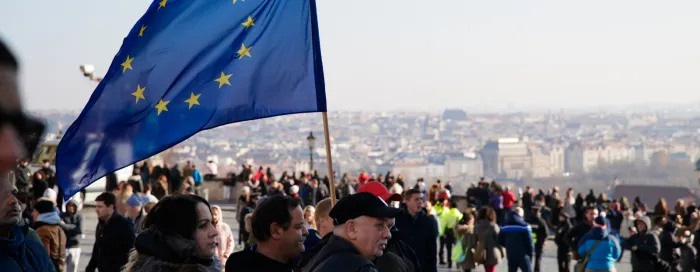 EU flag and people
