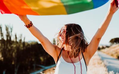 Girl with Rainbow flag